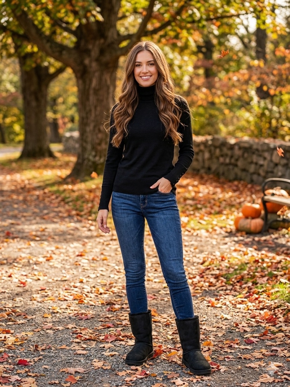 Retrelogy Women's Black Ribbed Turtleneck Sweater